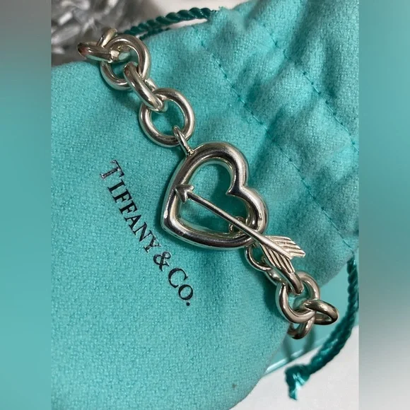 Pre-owned Tiffany & Co. Heart Arrow Motif Chain Bracelet Silver 925 - Picture 7 of 8